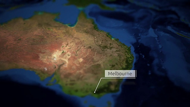 摄像机摇摄澳大利亚地图上的指示牌-墨尔本视频下载