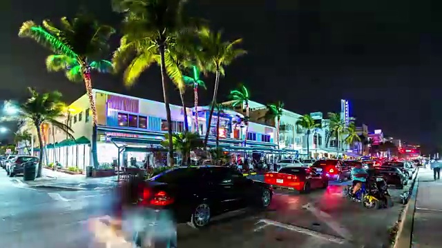 夜间的超延时(时间推移)，佛罗里达，海洋与汽车交通。美国视频下载