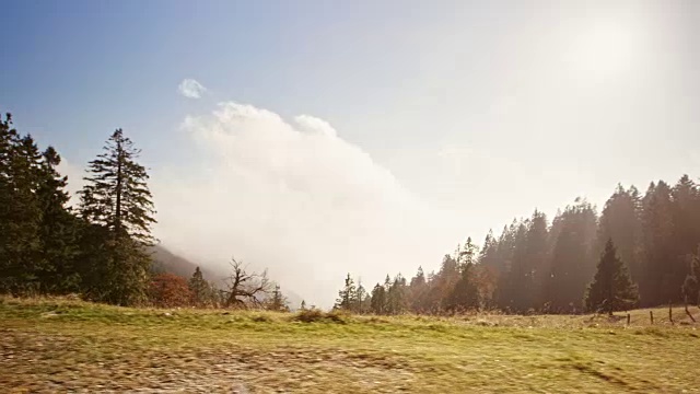 山地车在阳光下骑上山，穿过草地视频下载