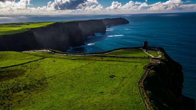 鸟瞰图的莫赫悬崖在爱尔兰视频素材