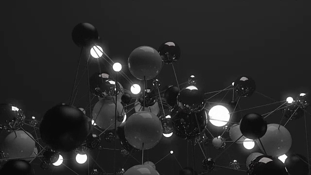 分子网络中的球体。视频素材