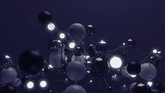 分子网络中的球体。视频素材