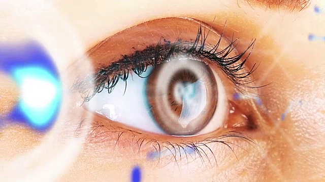 人眼扫描技术界面。增强现实的概念和未来愿景视频下载