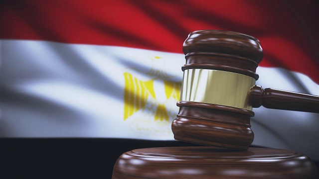 法官加维尔有埃及国旗背景视频下载