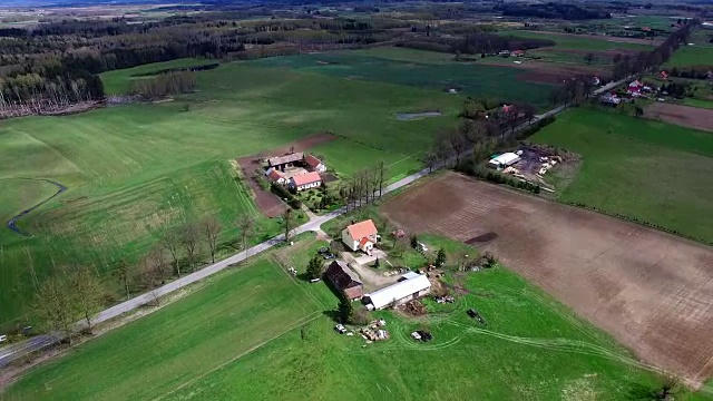波兰欧洲农田风景的航拍视频素材