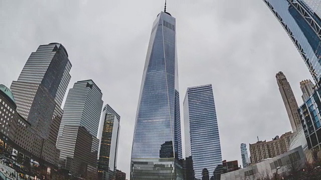 鱼眼俯瞰曼哈顿/纽约的摩天大楼视频素材