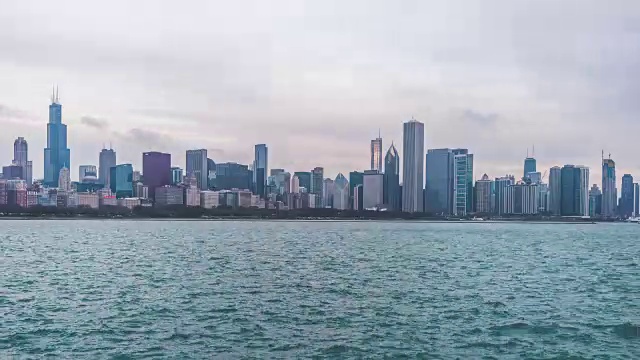 芝加哥天际线的T/L视图/伊利诺伊州，美国视频素材