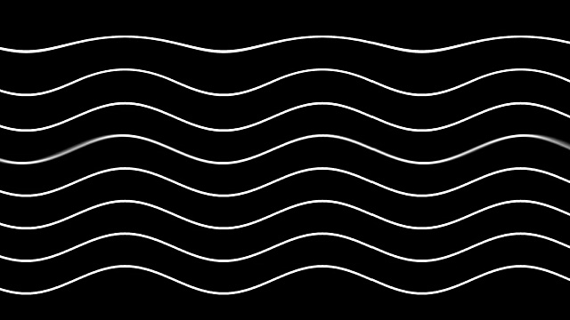动态波浪运动中的白色曲线在黑色背景上视频素材
