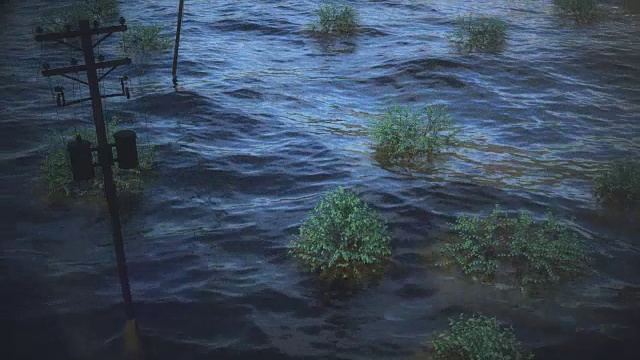 描绘飓风哈维过后的洪水的动画视频素材
