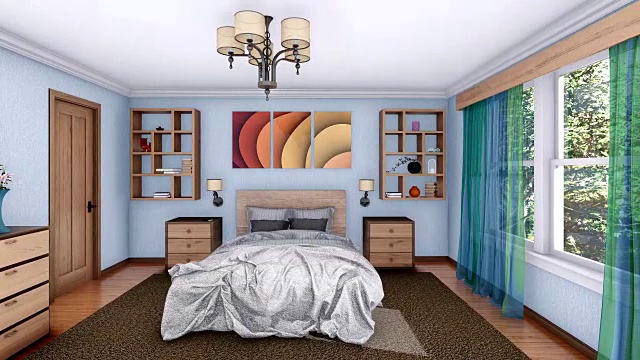 现代卧室室内设计3D动画视频下载
