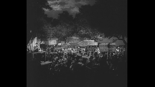 19世纪50年代，亚伯拉罕·林肯在政治集会上发表关于州权利的演讲视频素材