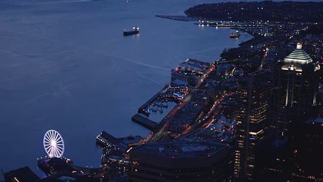 电影直升机建筑展示城市海滨视频素材