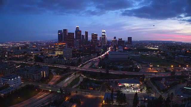 洛杉矶市中心空中延时视频素材