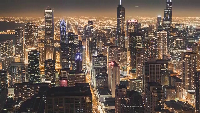 美国芝加哥/伊利诺斯州的夜景视频素材