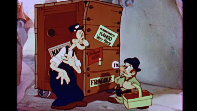 1941年，加比和快递员讨论神秘包裹视频素材