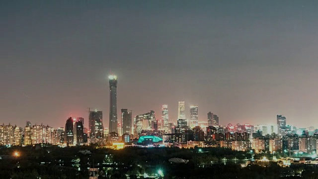 T/L ZO高视角北京天际线的夜晚视频素材