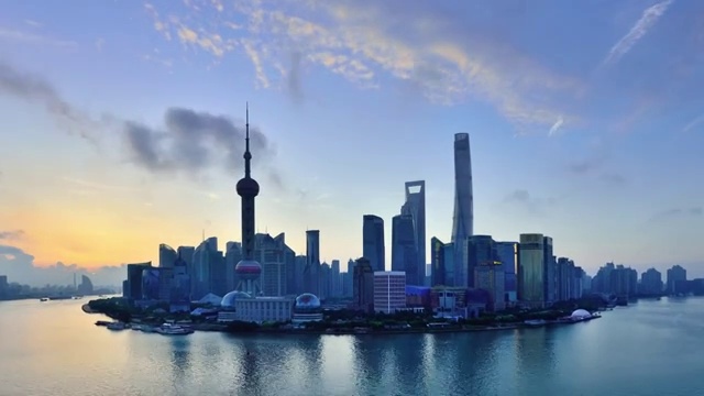 4K:上海天际线的日出到一天的时间流逝，中国视频下载