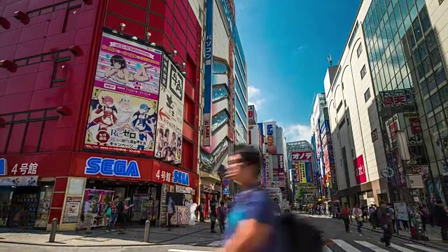 时间流逝，行人拥挤的购物秋叶原电力城市东京视频下载