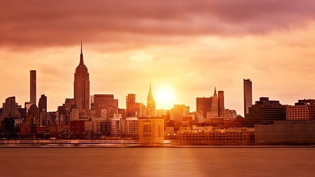 曼哈顿市中心天际线日落视频素材