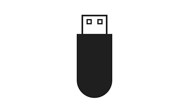 USB图标进出动画闪存驱动器用于存储和信息视频下载