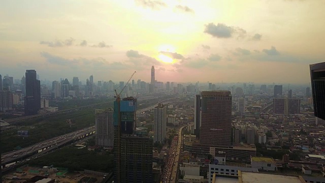 空中交通曼谷市区景象视频素材