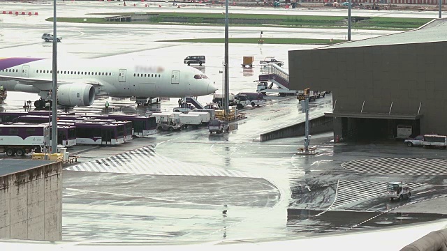 商用飞机装载货物作业机场视频素材