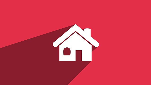 简单的房子图标与长阴影红色视频下载