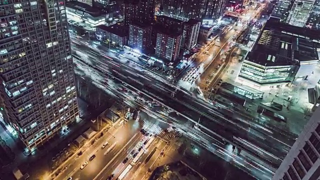 T/L HA ZI鸟瞰图尖峰时间交通/北京，中国视频素材