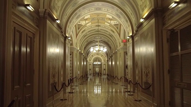 美国国会大厦，参议院布鲁米迪走廊，华盛顿特区视频素材