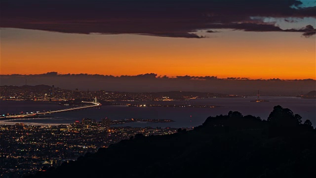 旧金山，美国，时光流逝——日出时的旧金山湾视频下载