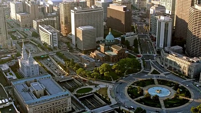 空中洛根圈在费城中心城市，宾夕法尼亚州视频素材