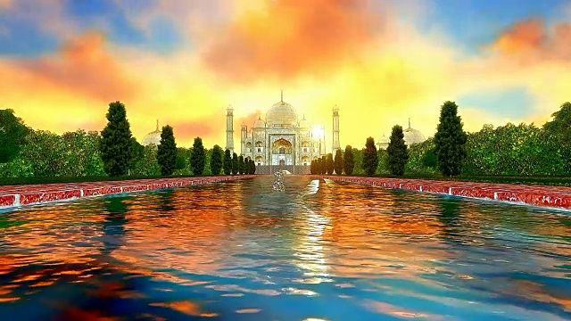 印度泰姬陵的素描颜色视频素材