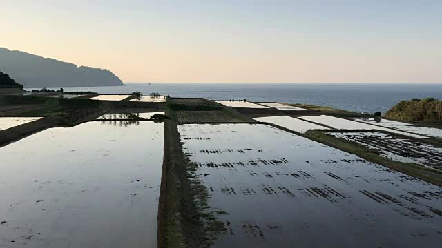rice terraces and Japanese sea in Ine town,Kyoto（新井の棚田：京都府与謝郡伊根町新井）视频素材