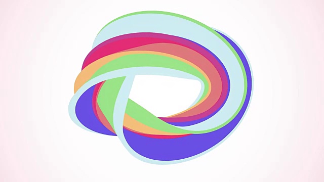 柔和的颜色平坦的3D弯曲彩虹甜甜圈糖果无缝循环抽象形状动画背景新的质量通用运动动态动画多彩的快乐的视频片段视频下载