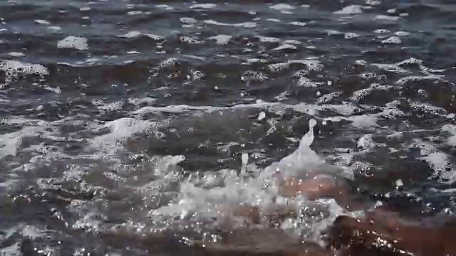 有趣活泼的孩子在盐湖洗澡视频素材