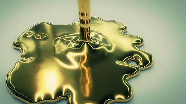 黄金液体浇注动画。视频素材