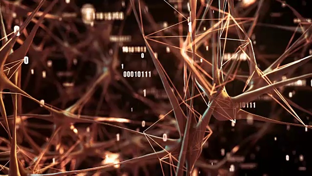 高度详细的神经网络/人工智能(橙色)-回路视频素材