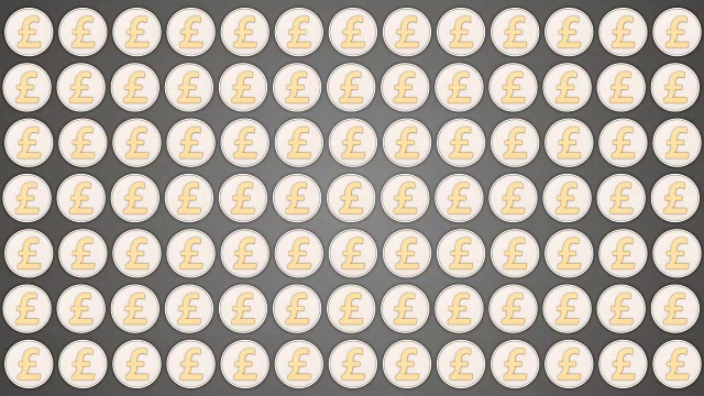 英镑英国英国货币硬币灰色背景硬币交通水平视频下载