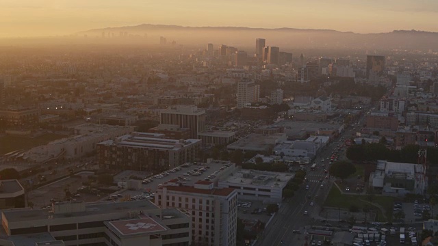 航空日落洛杉矶城市景观视频素材