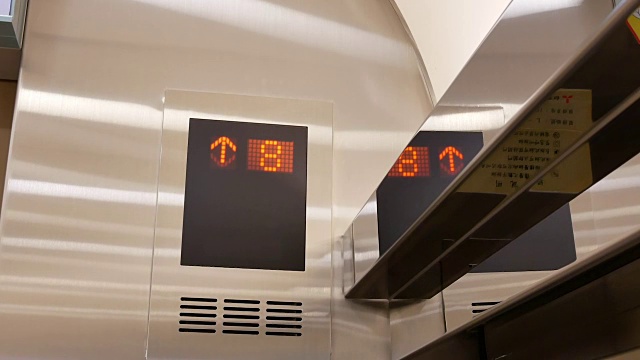 购物中心内乘电梯从一层到八层的人流视频下载