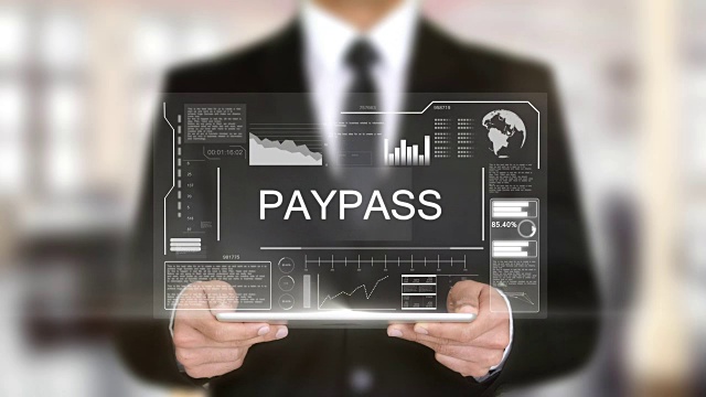 PayPass，商人与全息概念视频下载