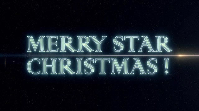 软蓝色激光霓虹灯快乐之星圣诞文字与闪亮的光光闪光动画在黑色的背景-新的质量复古运动动态节日快乐的销售视频片段循环视频下载