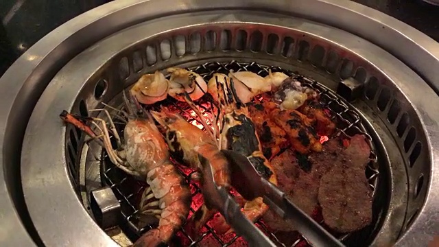 肉类及海鲜烧烤视频素材