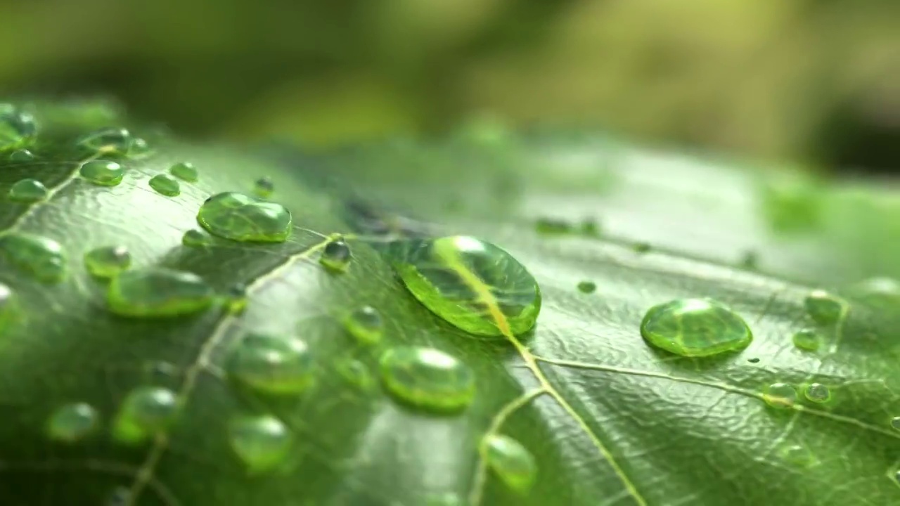 水滴落在树叶上视频素材