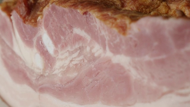 特写烟熏猪肉产品4K视频下载
