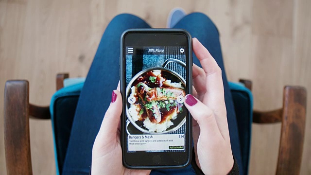 平板设备送餐app城市便利视频素材