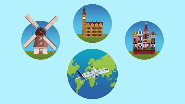 欧洲旅行高清动画视频素材