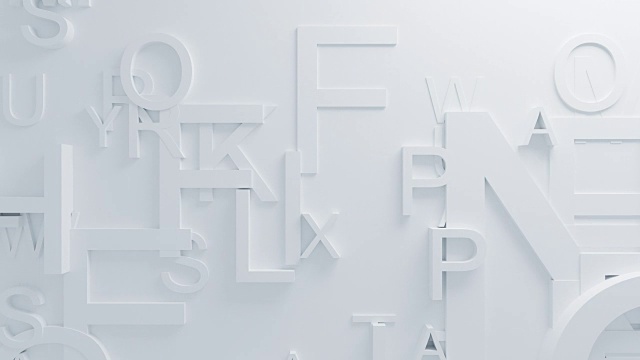 美丽的白色字母表面移动在无缝3d动画。抽象运动设计背景。计算机生成过程。4k UHD 3840x2160。视频素材