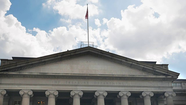 特写美国财政部大楼的外部，华盛顿特区视频素材