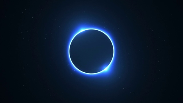 蓝色旋转双喇叭日食与光线在星空环视频下载